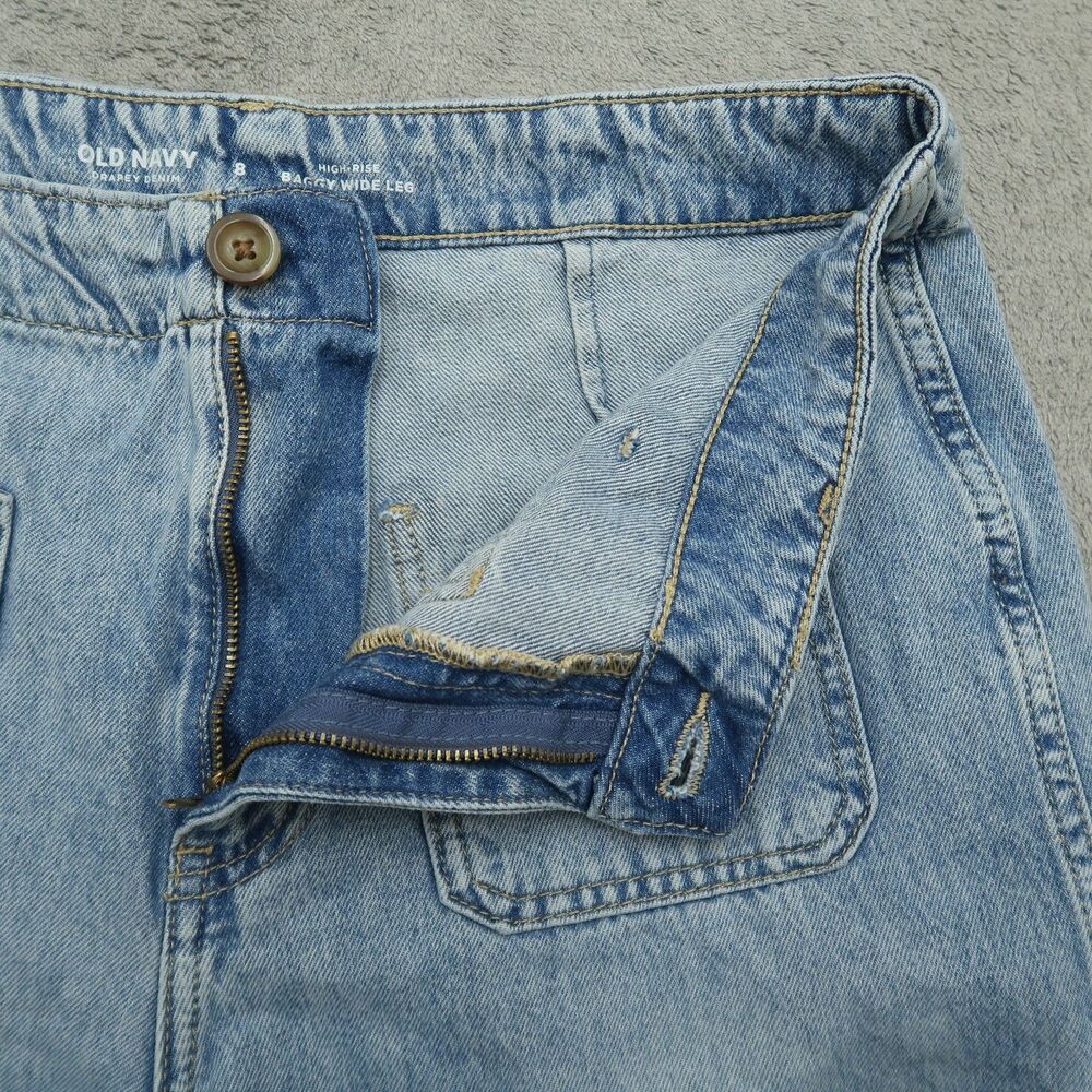 Old Navy Jeans Women's Size 8 High-Rise Baggy Wide-Leg Drapey Denim 28" Inseam - Picture 2 of 16